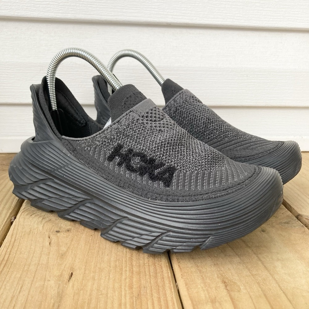 Hoka One One Restore TC Slip On Comfort Recovery Black Shoes Womens 8 Mens 7